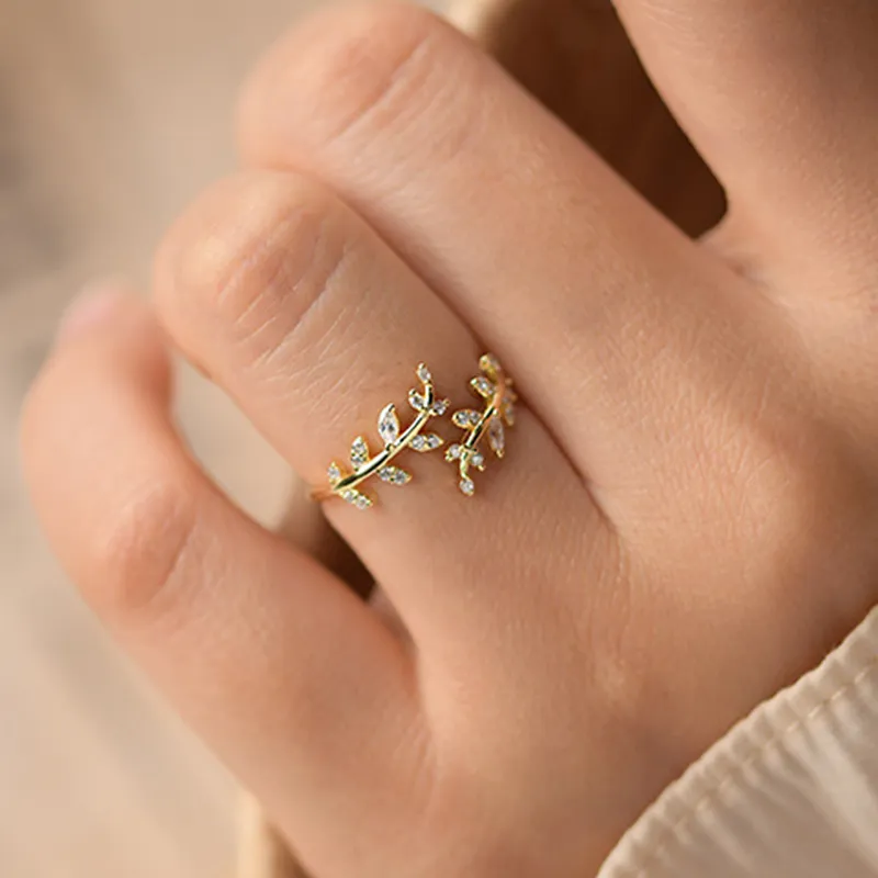 Pandora Style Delicate Leaves Open Ring - BSR241-B