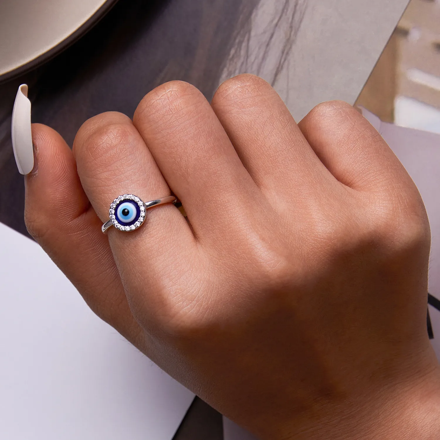 Pandora Style Devil Eye Open Ring - BSR254