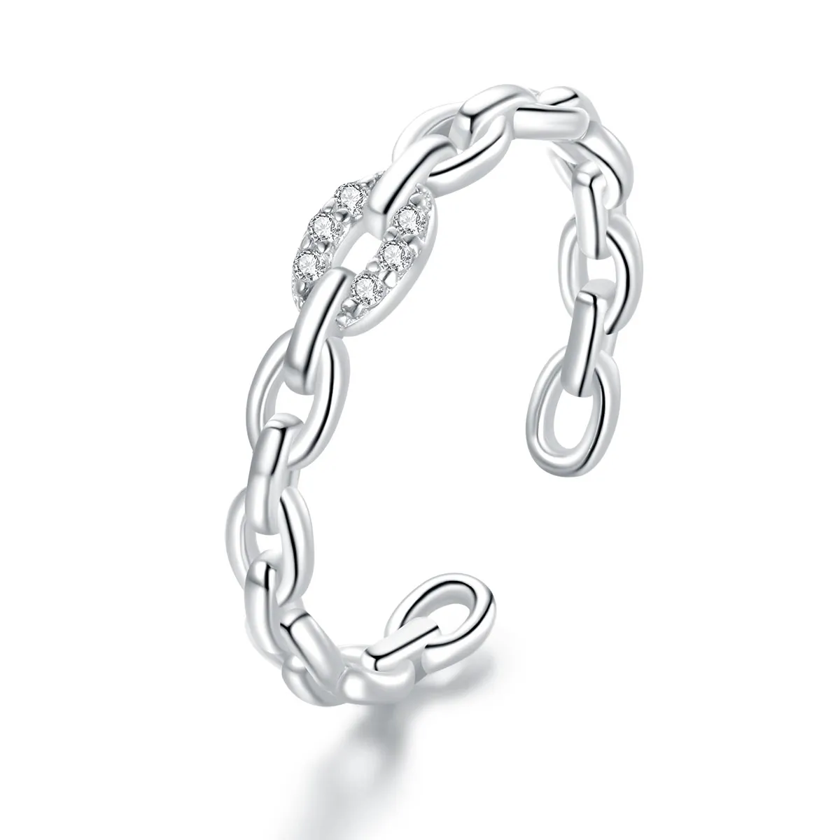 Pandora Style Geometric Chain Open Ring - BSR145