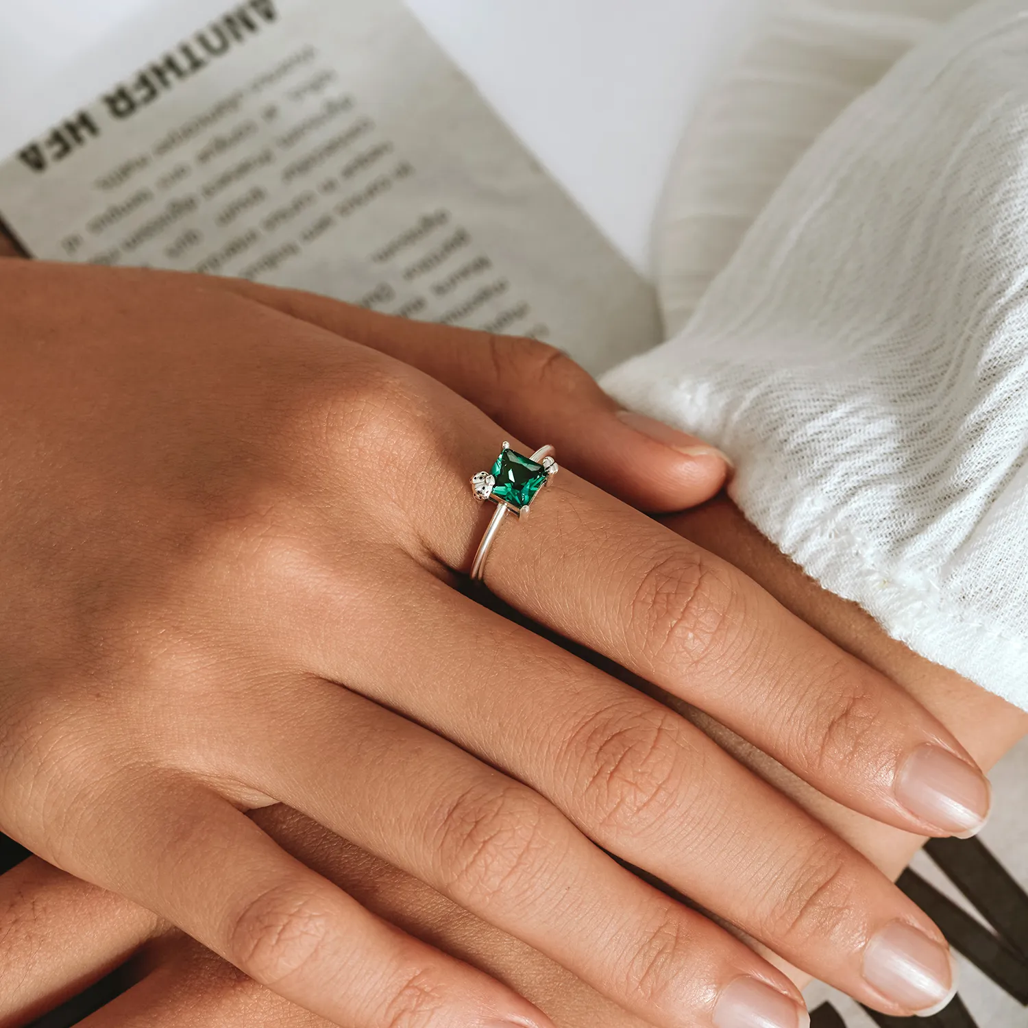 Pandora Style Green Zirconium Open Ring - SCR754