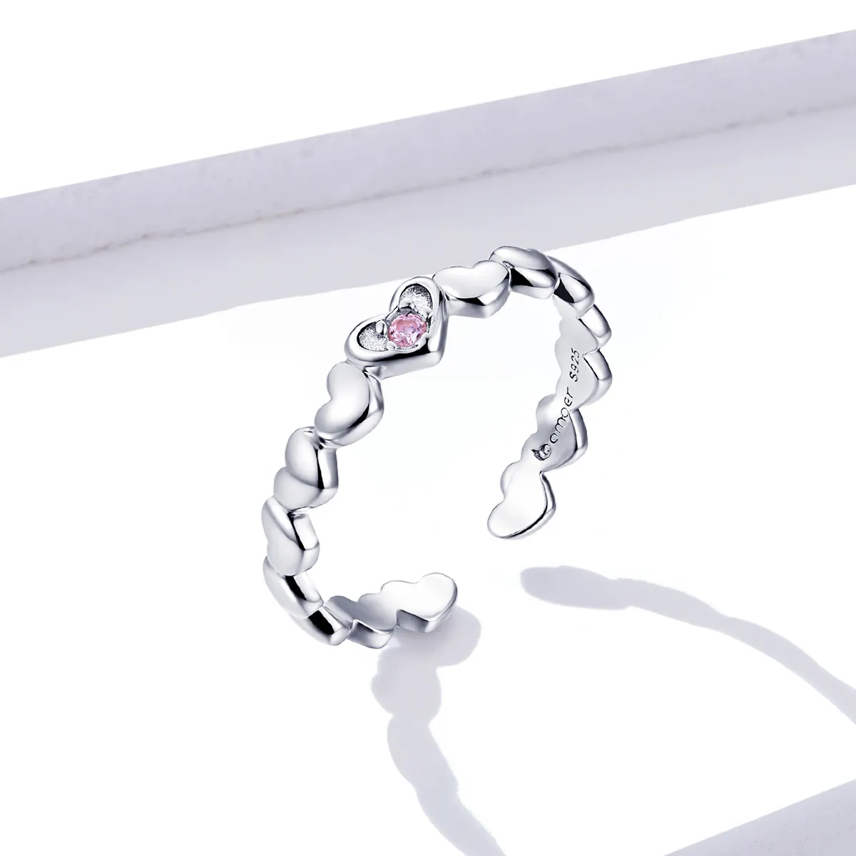 Pandora Style Heart Mirror Open Ring - BSR100