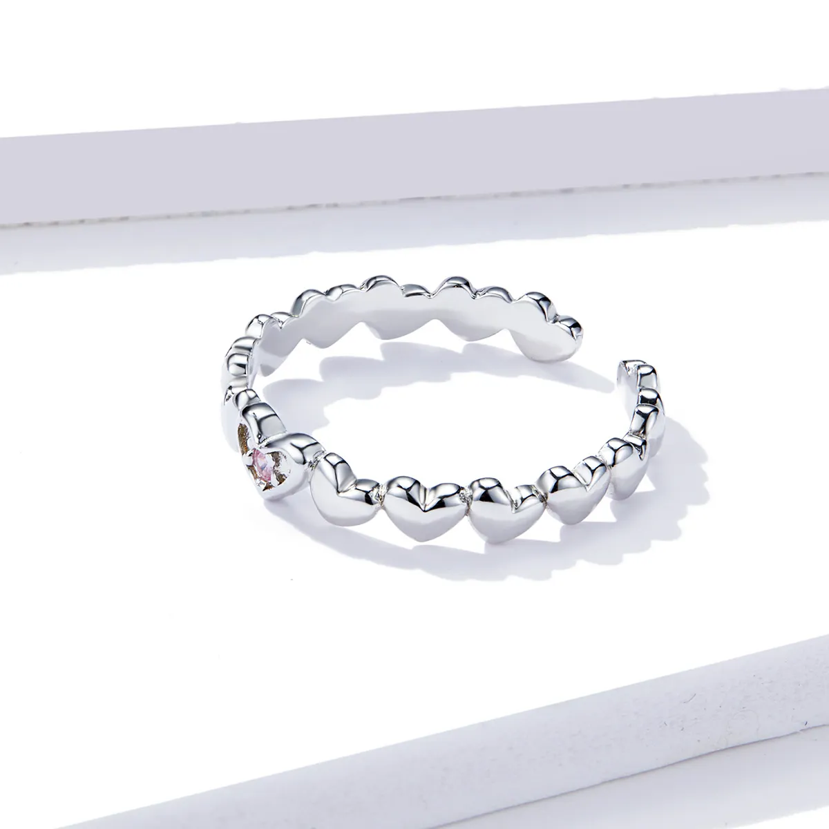 Pandora Style Heart Mirror Open Ring - BSR100