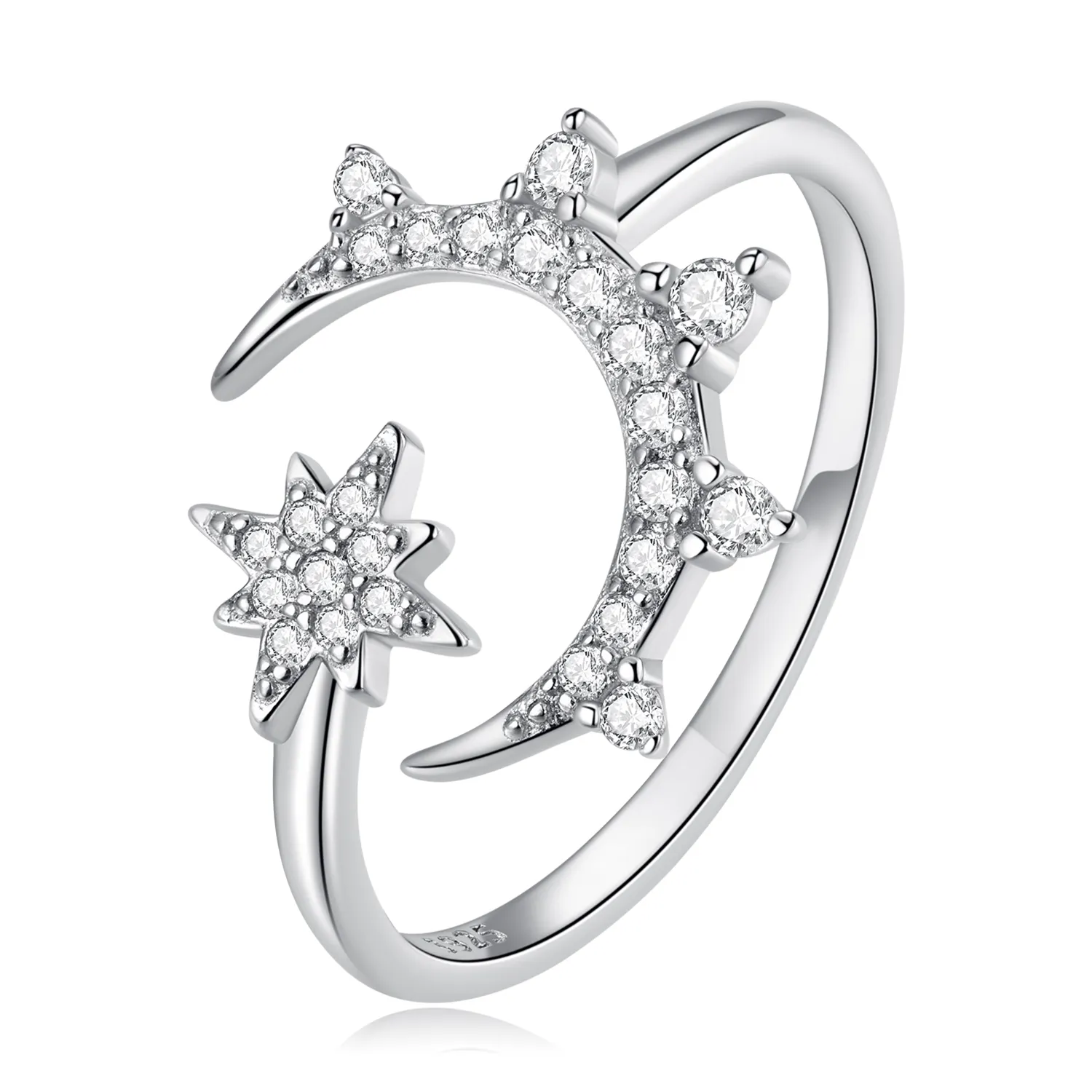 Pandora Style Moon and Stars Open Ring - BSR300