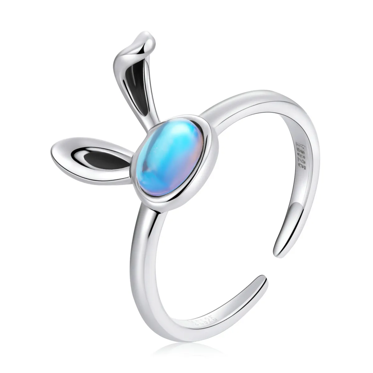 pandora style moonstone bunny open ring scr784