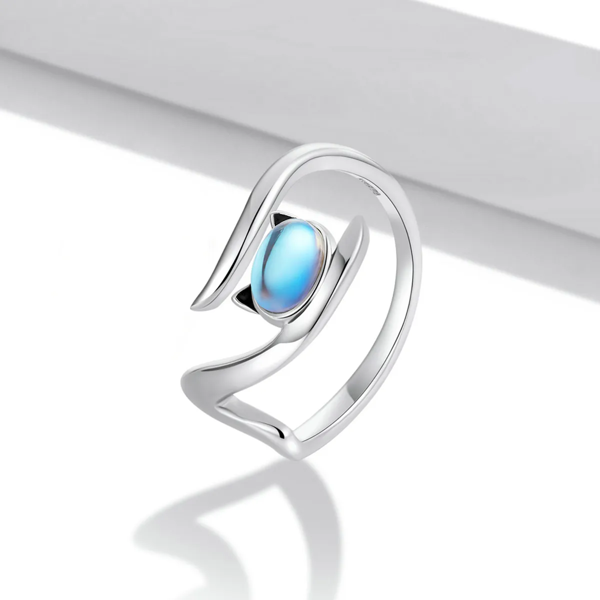 Pandora Style Moonstone Cat Open Ring - SCR783