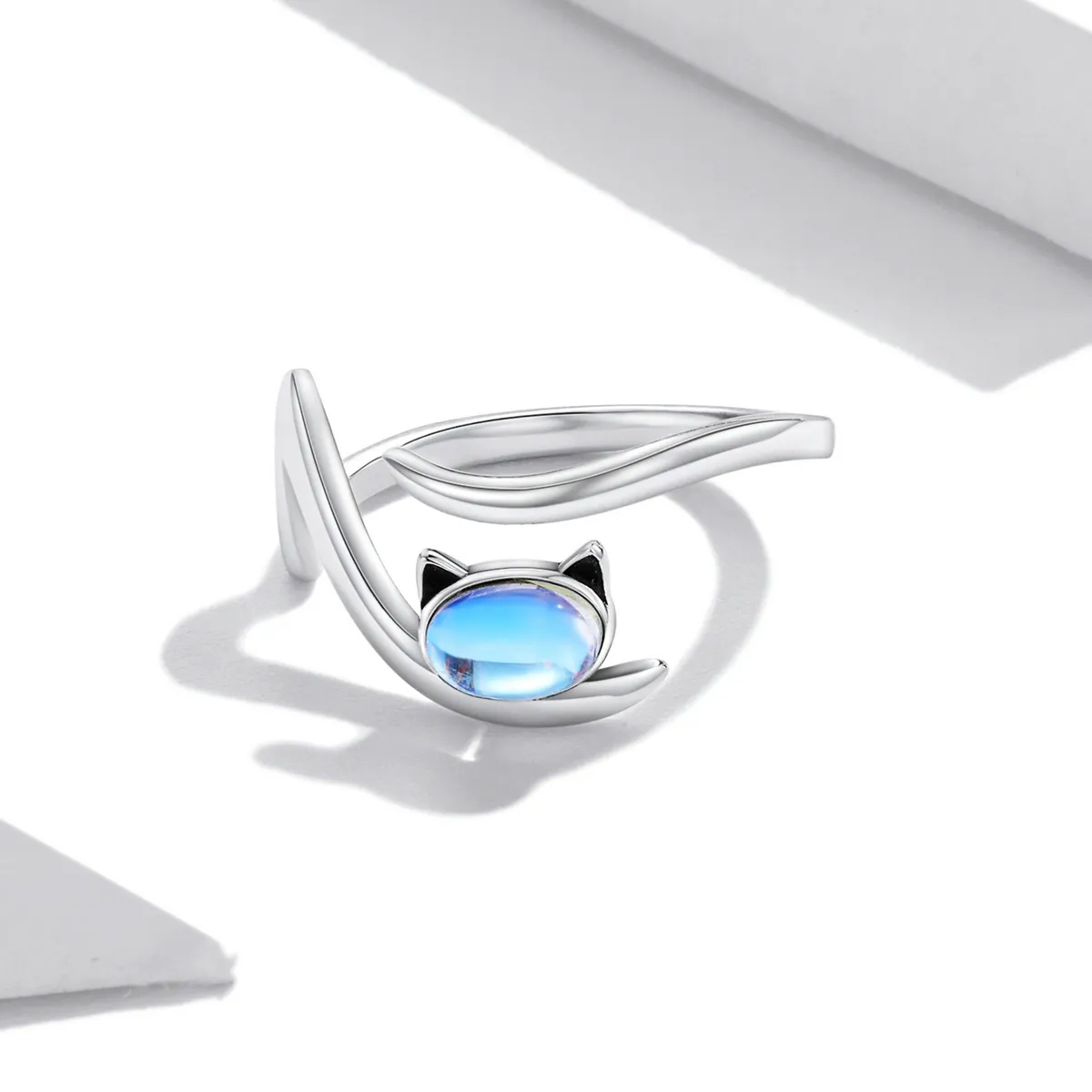 Pandora Style Moonstone Cat Open Ring - SCR783