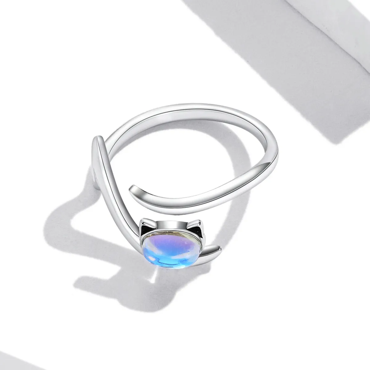 Pandora Style Moonstone Cat Open Ring - SCR783