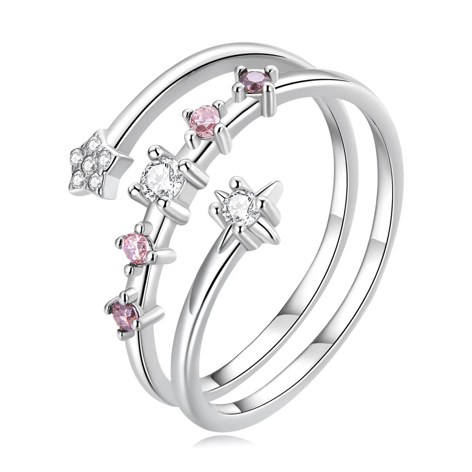 Pandora Style Multi-Layered Stars Open Ring - BSR310