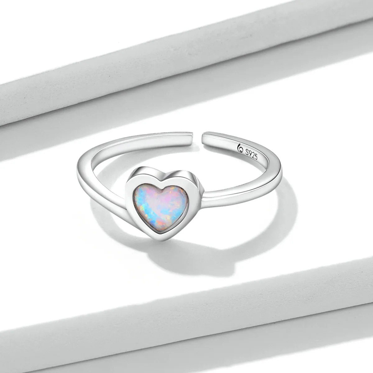 Pandora Style Opal Love Open Ring - BSR234