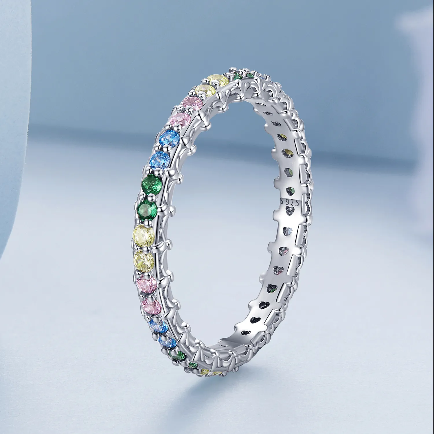 Pandora Style Pattern Color Zirconium Ring - BSR277-CF