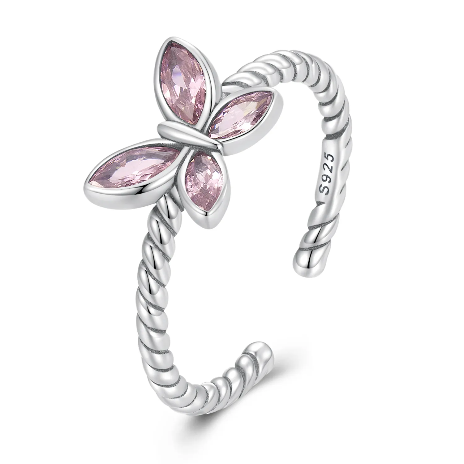 Pandora Style Pink Butterfly Twist Open Ring - SCR872