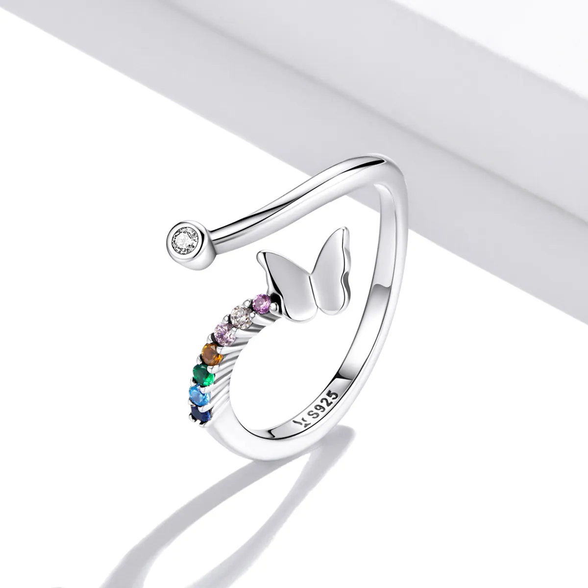 Pandora Style Rainbow Butterfly Open Ring - SCR730