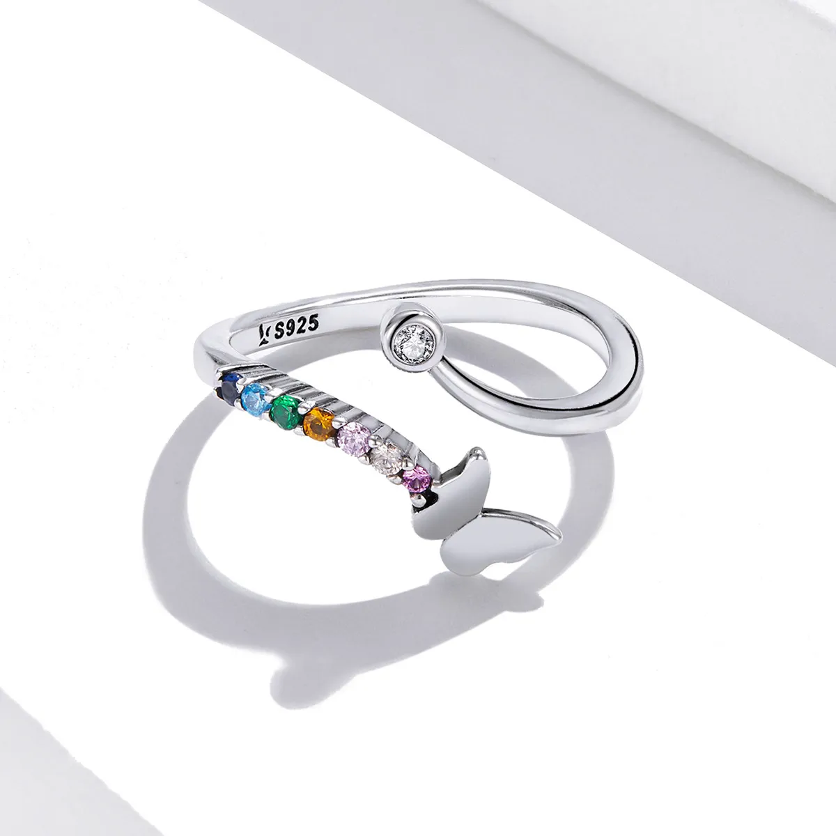 Pandora Style Rainbow Butterfly Open Ring - SCR730