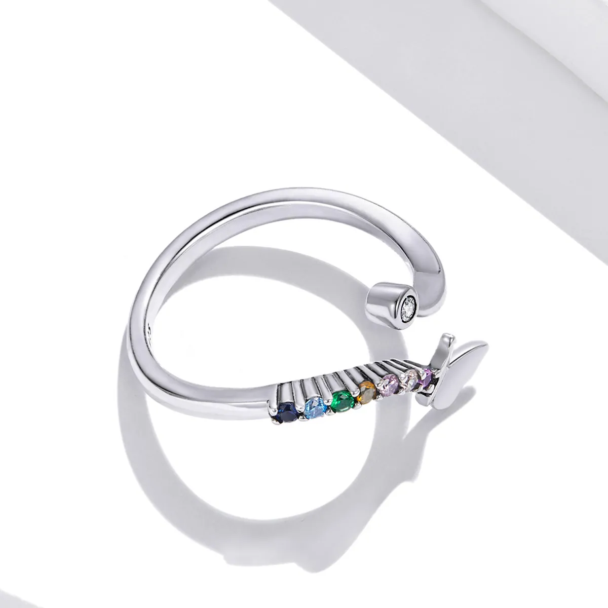 Pandora Style Rainbow Butterfly Open Ring - SCR730