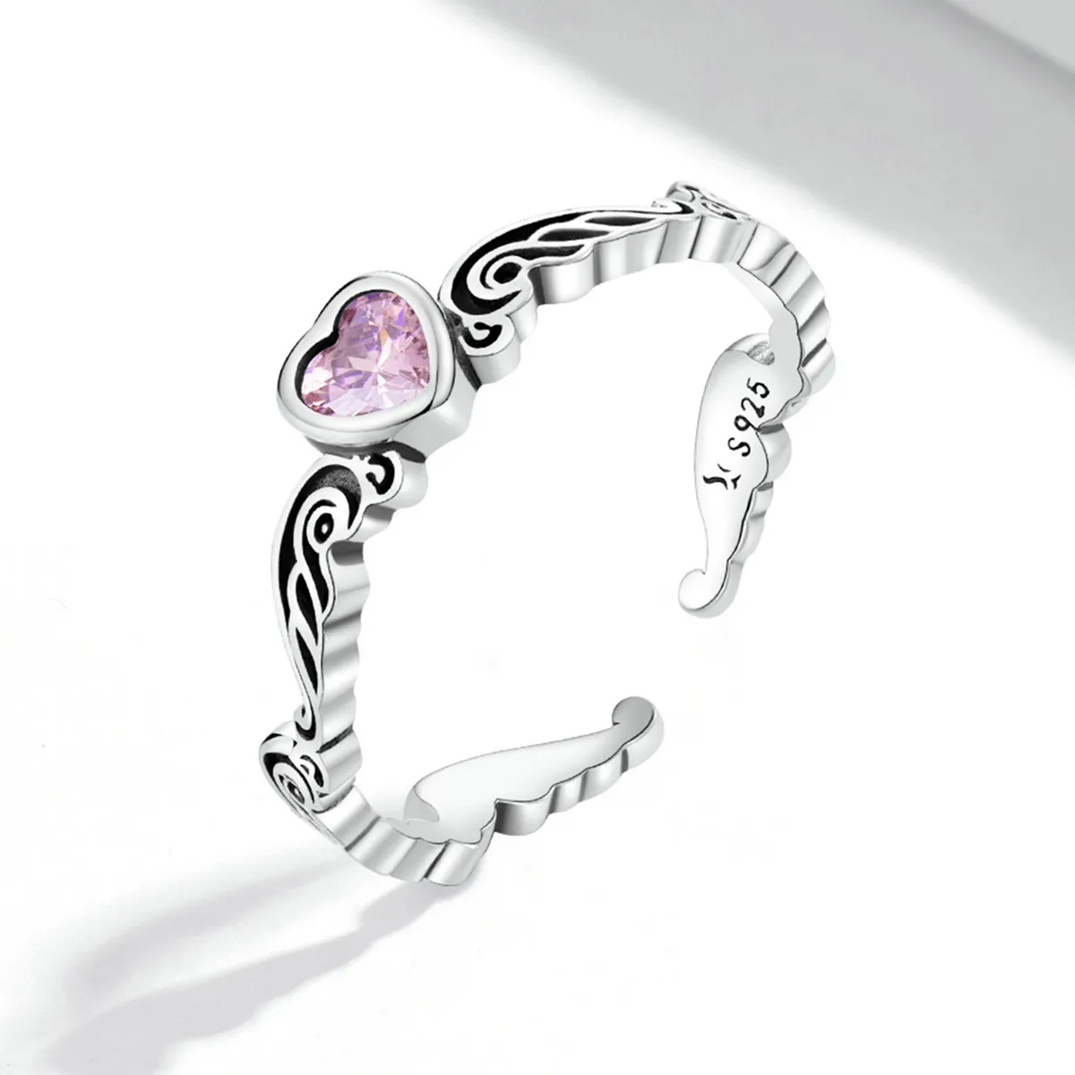 Pandora Style Retro Pattern - Heart Open Ring - SCR766