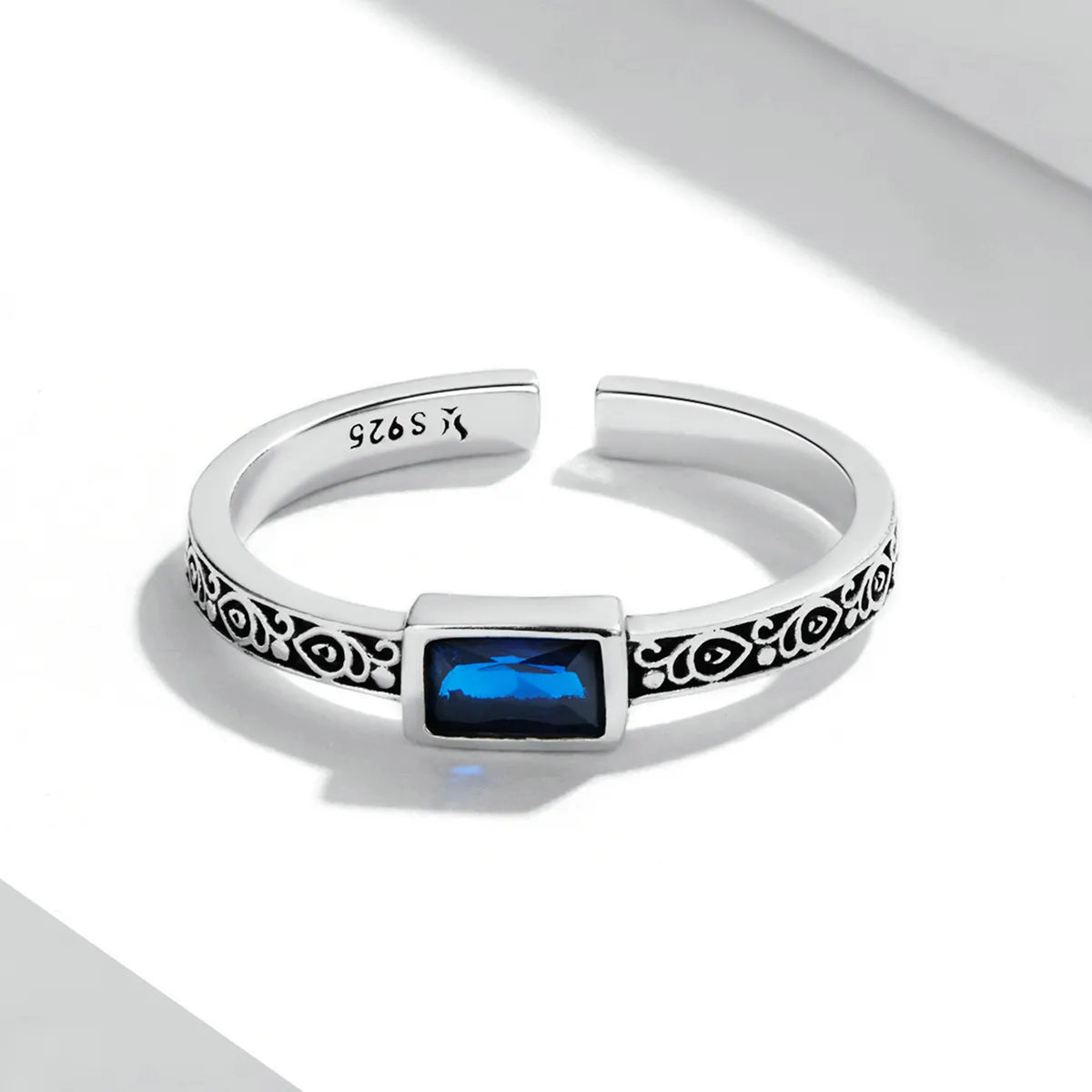 Pandora Style Retro Pattern - Zirconium Open Ring - SCR768