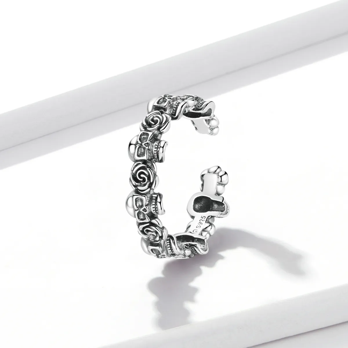 Pandora Style Rose Skull Open Ring - BSR218