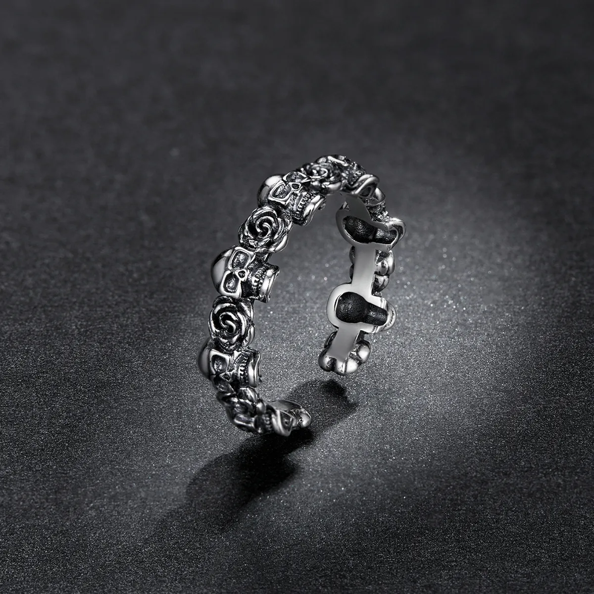 Pandora Style Rose Skull Open Ring - BSR218