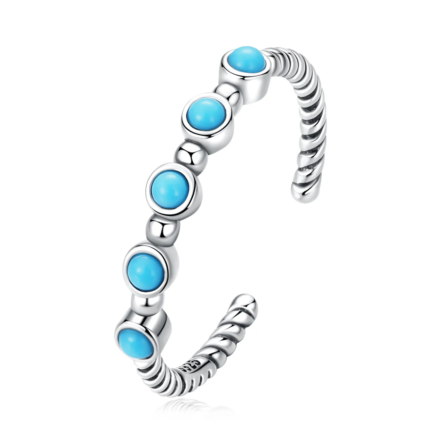 Pandora Style Turquoise Twist Open Ring - SCR823