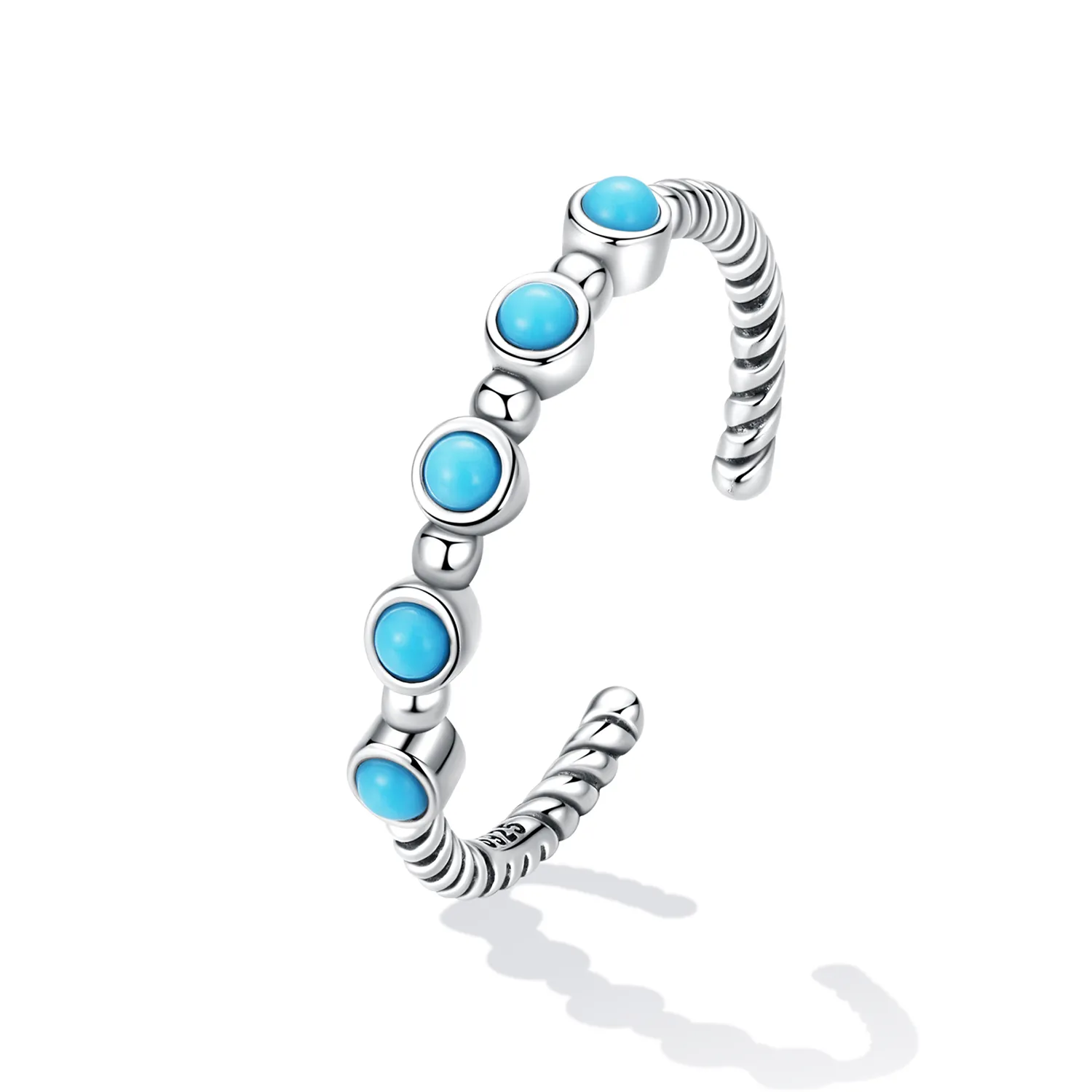 Pandora Style Turquoise Twist Open Ring - SCR823