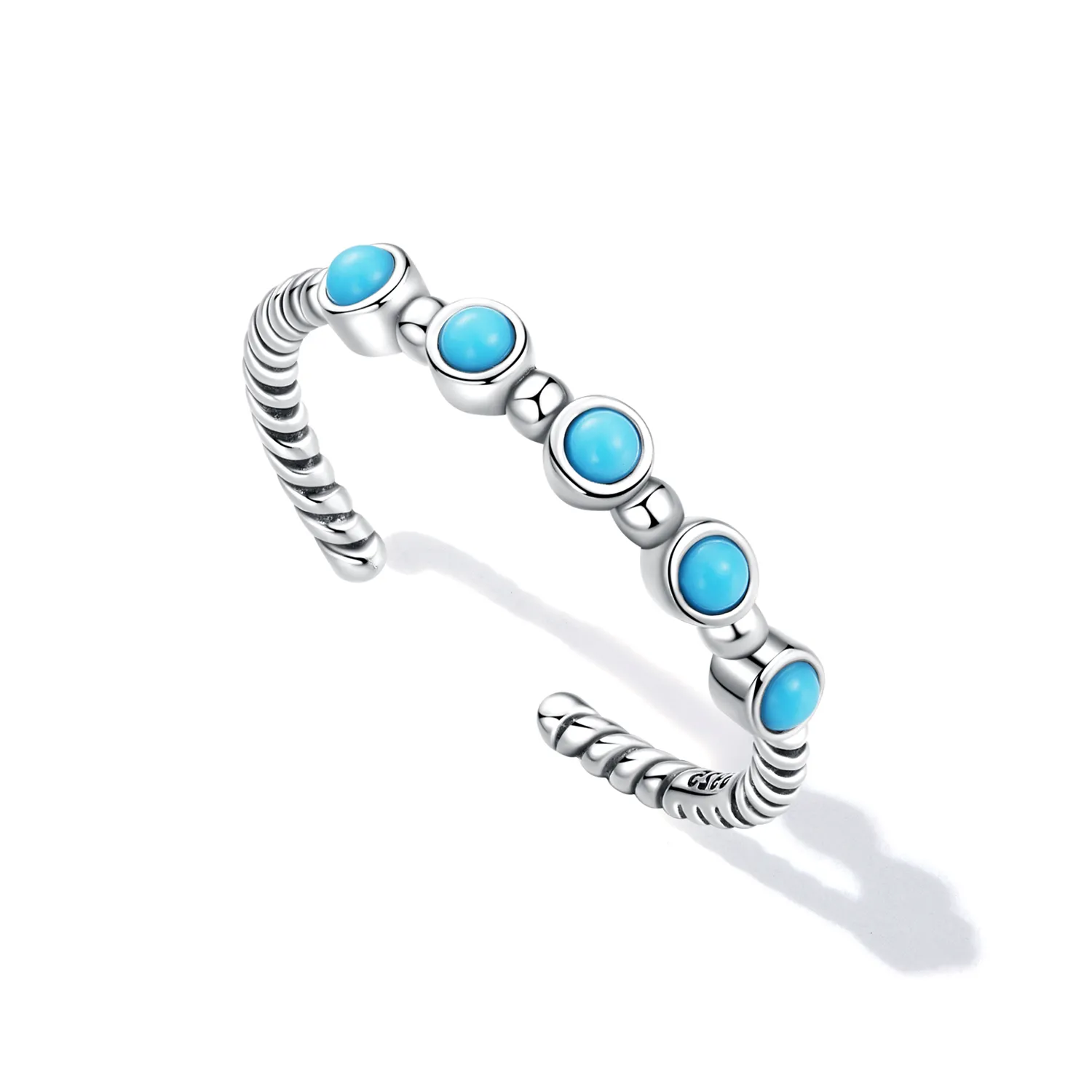 Pandora Style Turquoise Twist Open Ring - SCR823