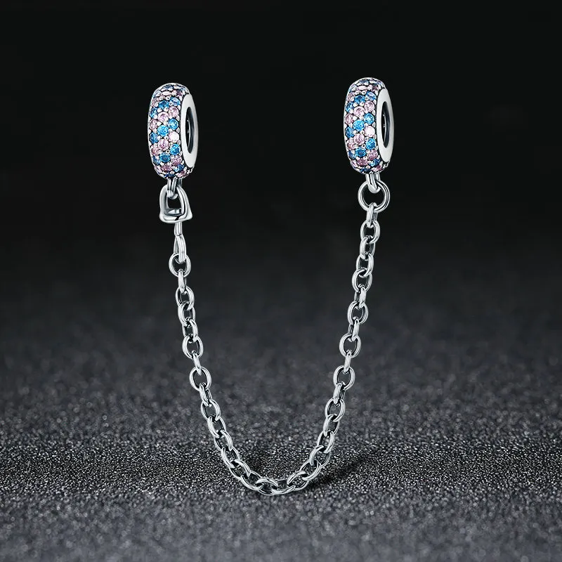 Pandora Style Pink Blue Miracle Safety Chain - SCC379