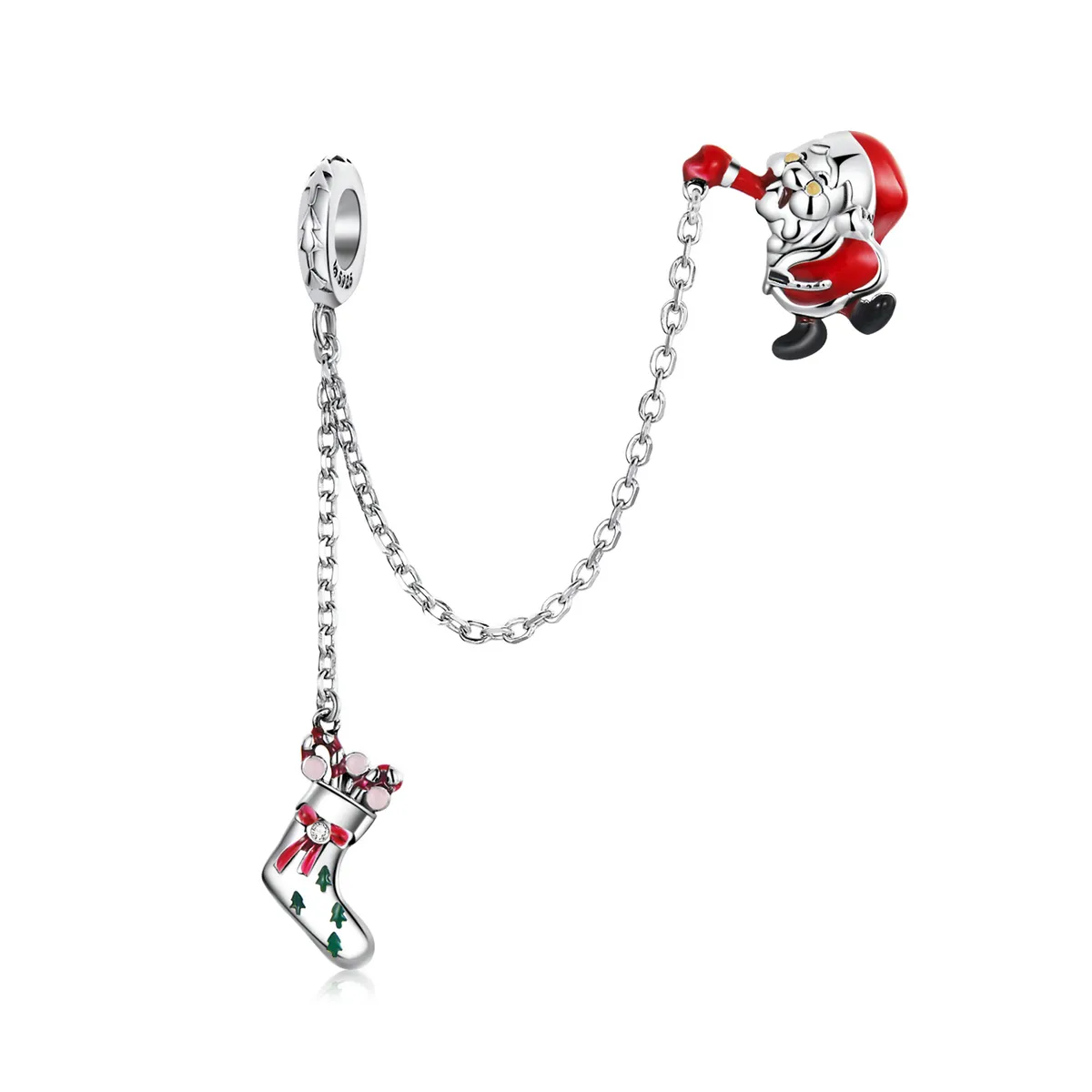 Pandora Style Santa Claus Safety Chain - BSC542