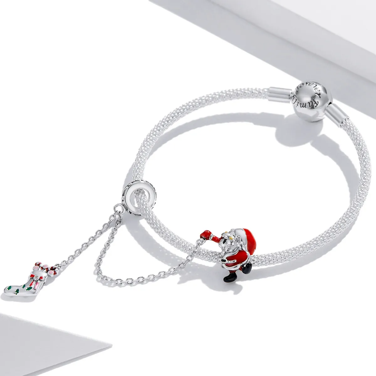 Pandora Style Santa Claus Safety Chain - BSC542