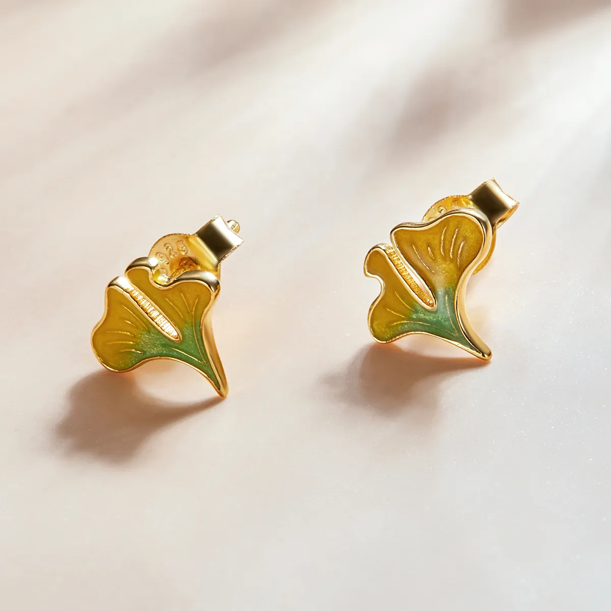 Pandora Style Autumn - Ginkgo Biloba Stud Earrings - SCE1247