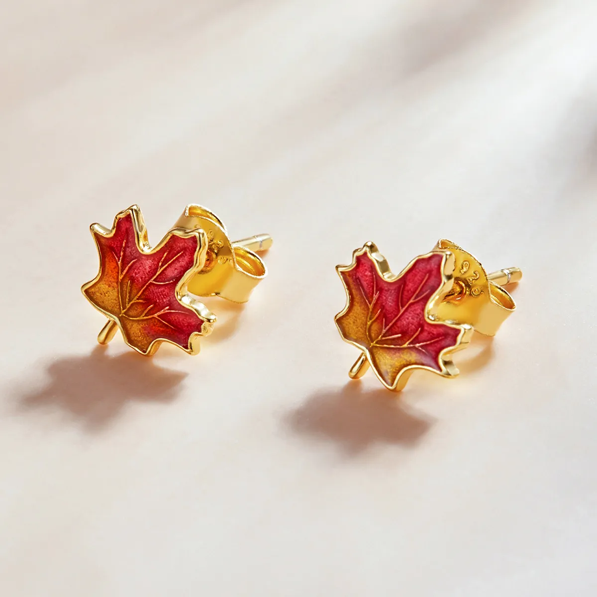 Pandora Style Autumn - Maple Leaf Stud Earrings - SCE1244