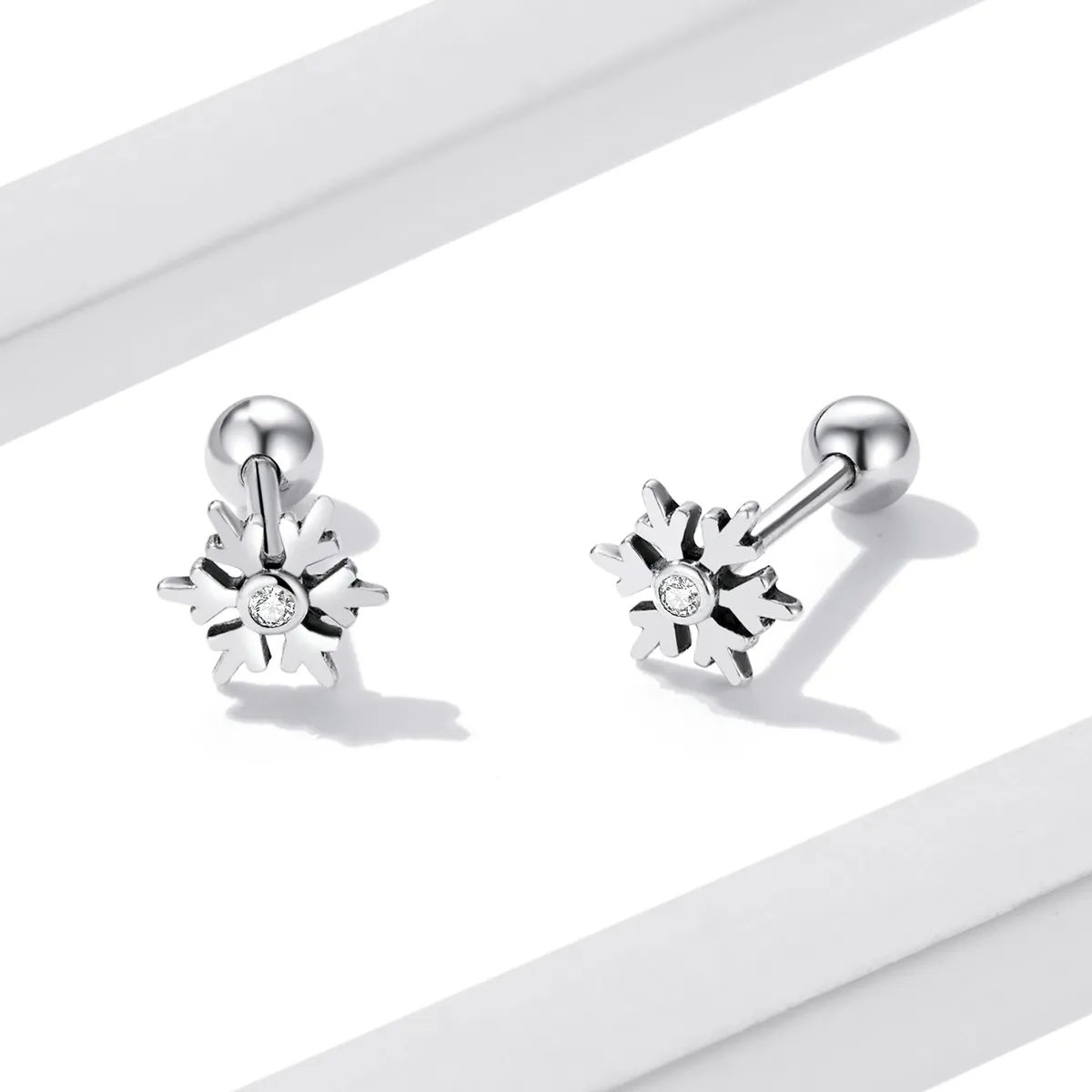 Pandora Style Beautiful Snowflakes Stud Earrings - BSE529