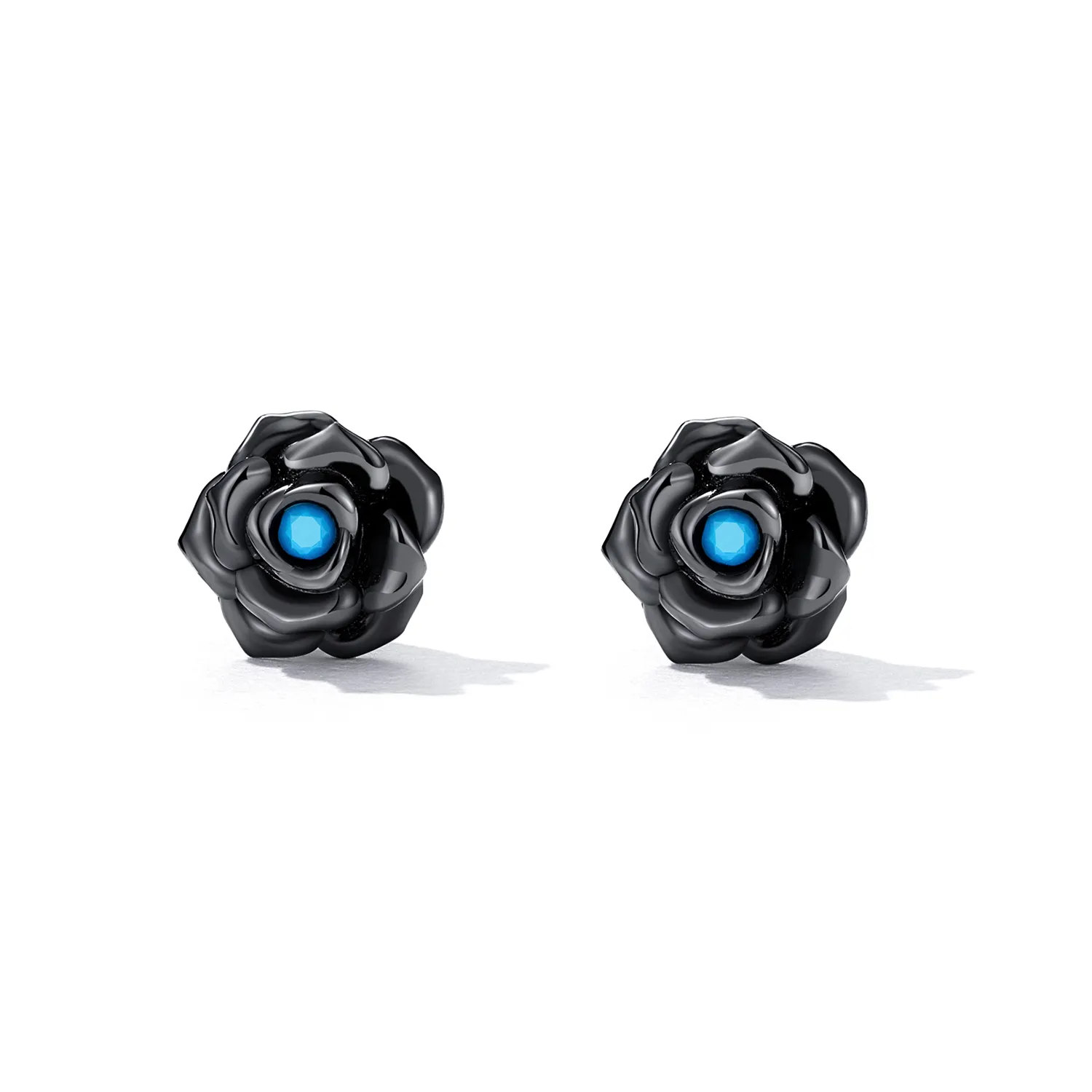 Pandora Style Black Rose Stud Earrings - SCE1401