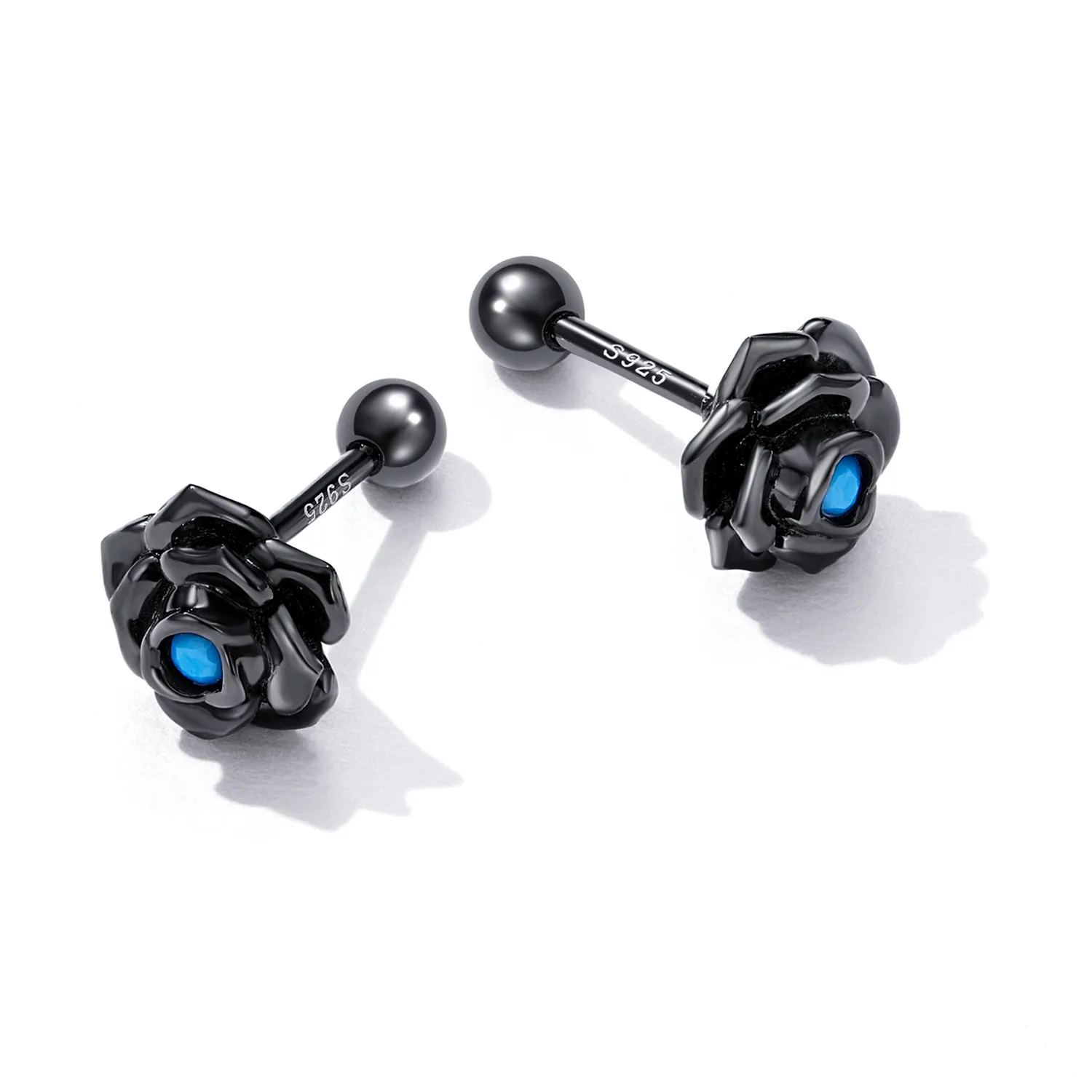 Pandora Style Black Rose Stud Earrings - SCE1401