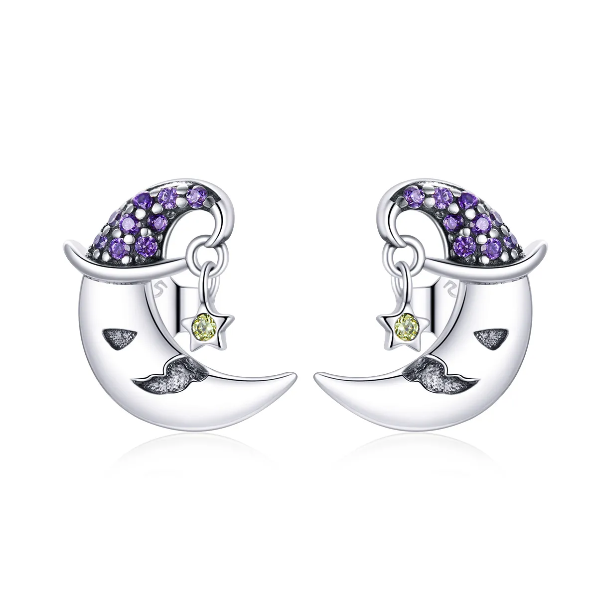 Pandora Style Cartoon Moon Stud Earrings - SCE954