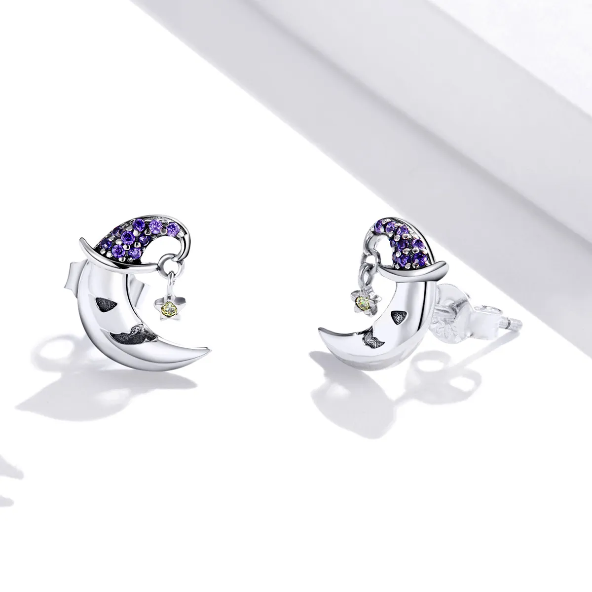 Pandora Style Cartoon Moon Stud Earrings - SCE954