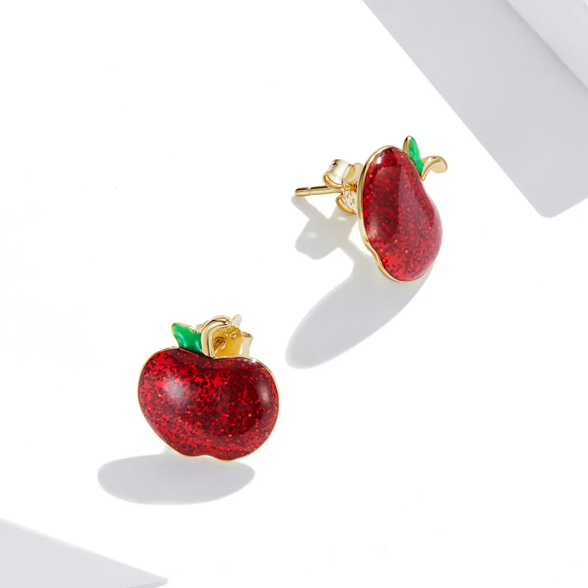 Pandora Style Christmas Apples Stud Earrings - SCE1314