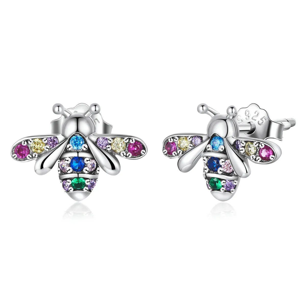 Pandora Style Colorful Bee Stud Earrings - BSE559