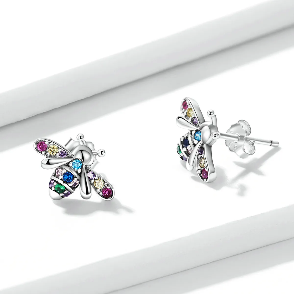 Pandora Style Colorful Bee Stud Earrings - BSE559