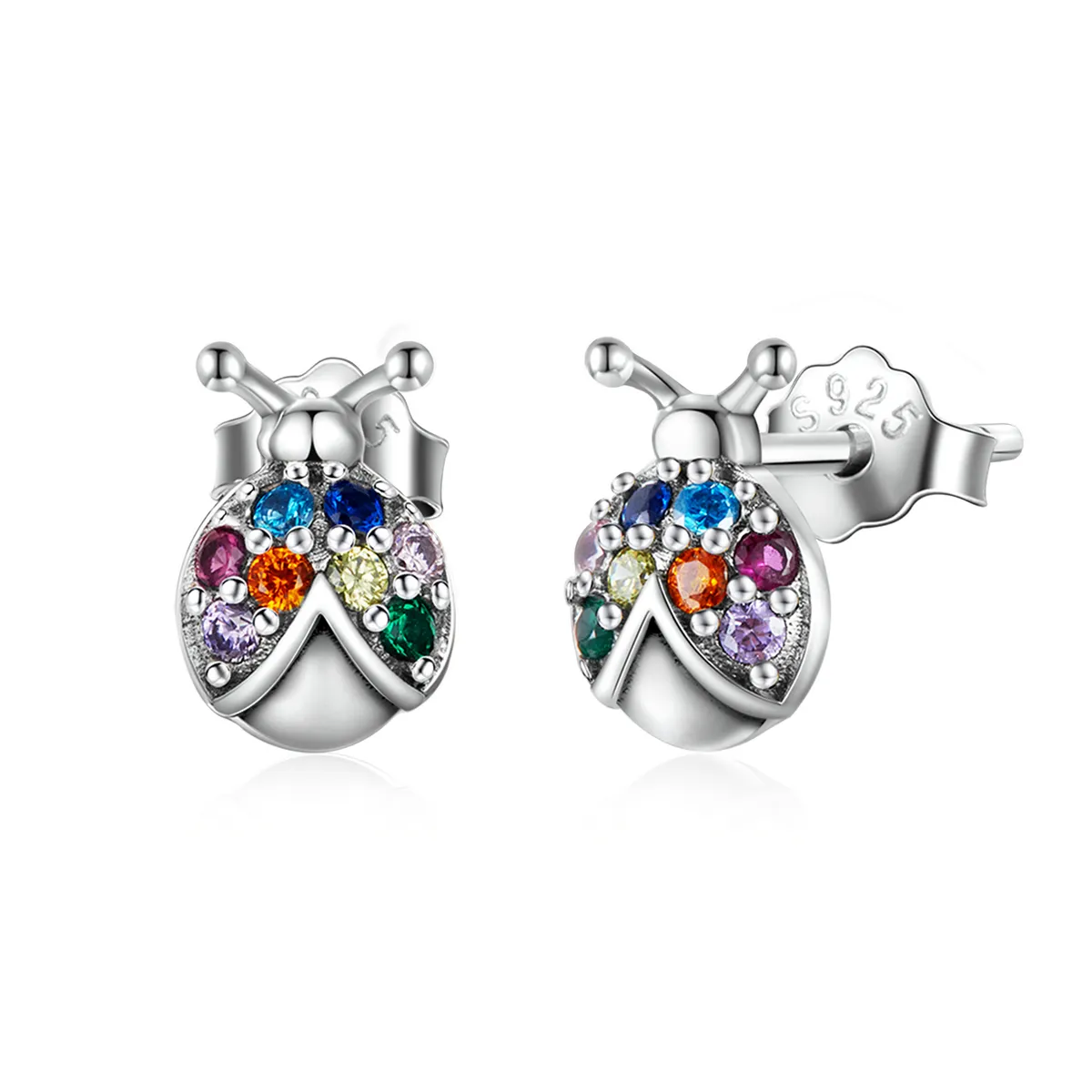 pandora style colorful beetle stud earrings bse560