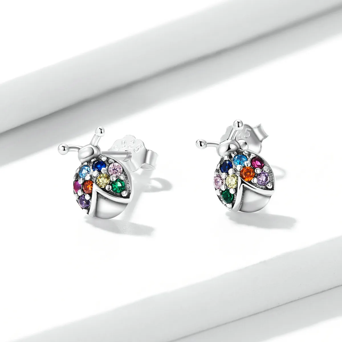 Pandora Style Colorful Beetle Stud Earrings - BSE560