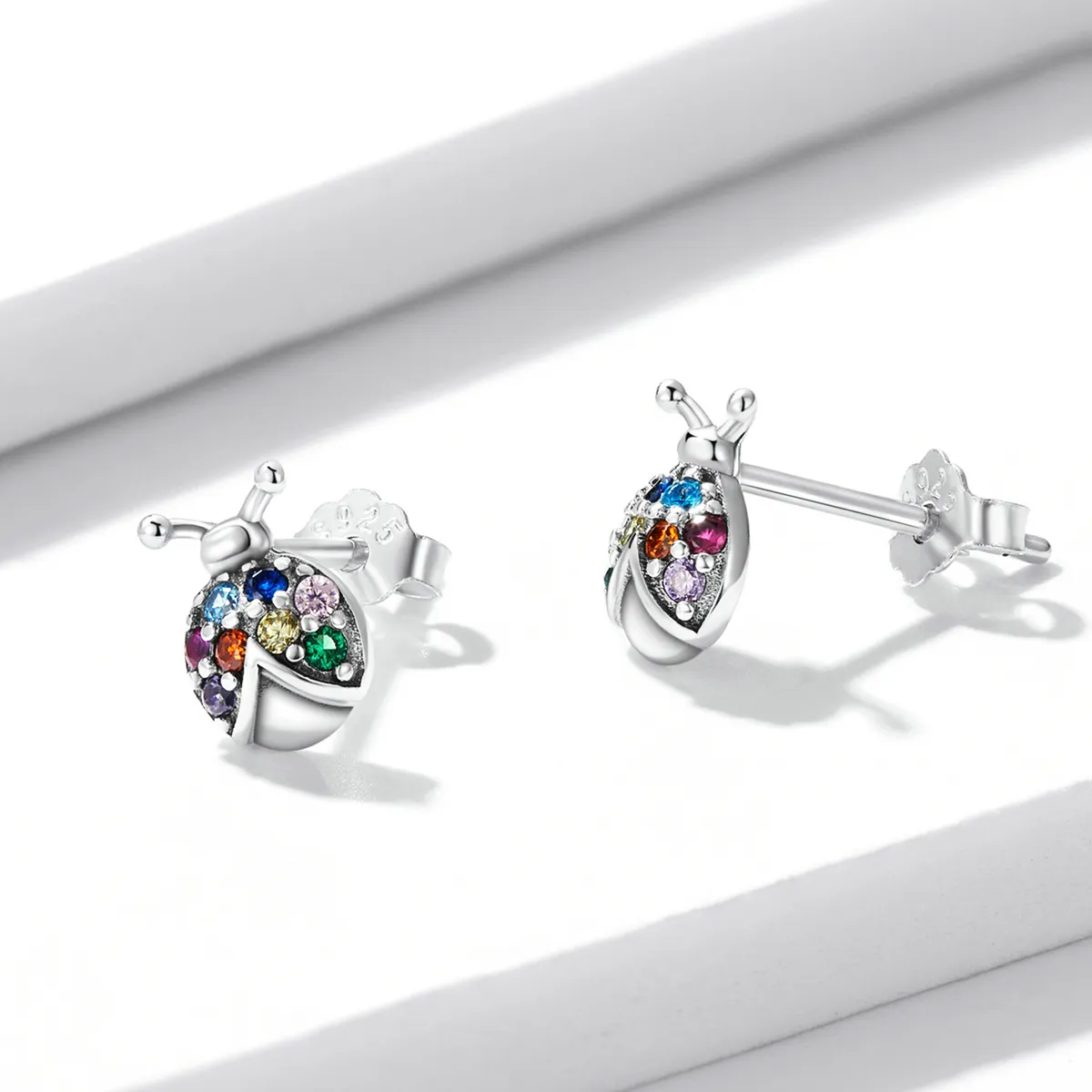 Pandora Style Colorful Beetle Stud Earrings - BSE560