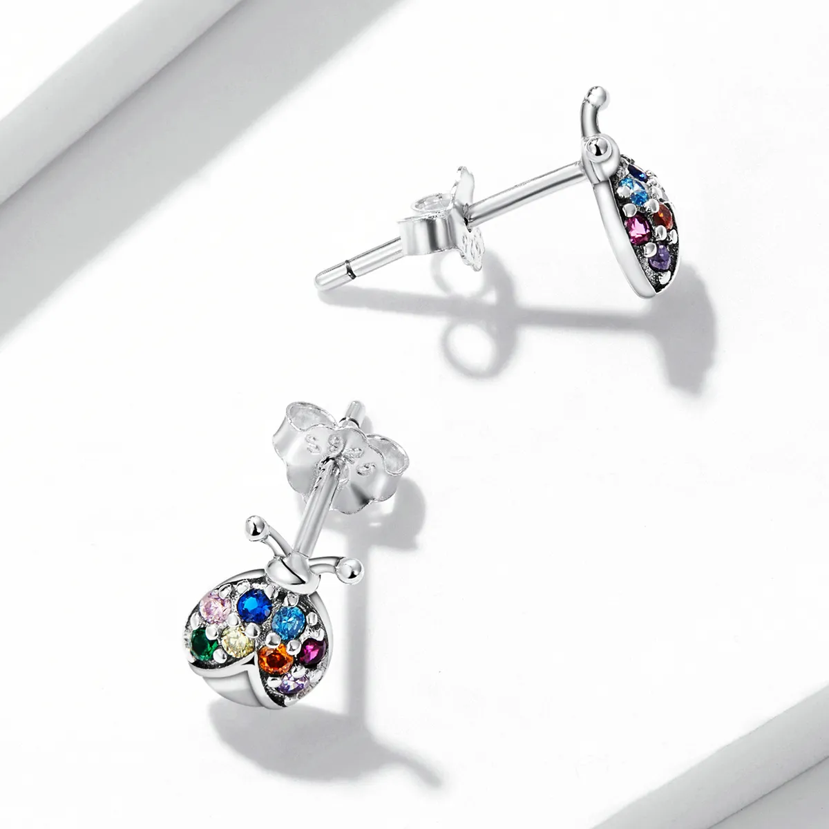 Pandora Style Colorful Beetle Stud Earrings - BSE560