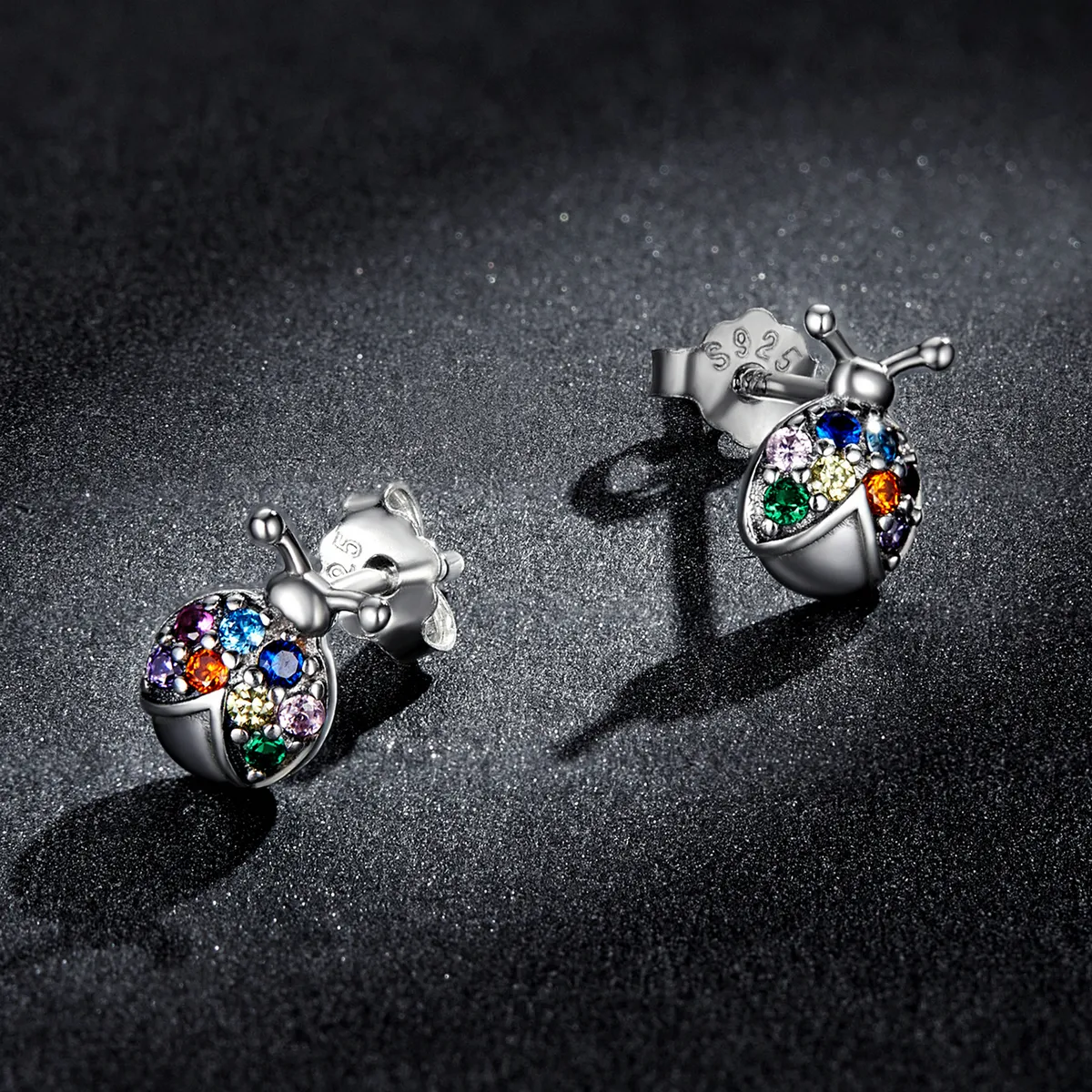 Pandora Style Colorful Beetle Stud Earrings - BSE560