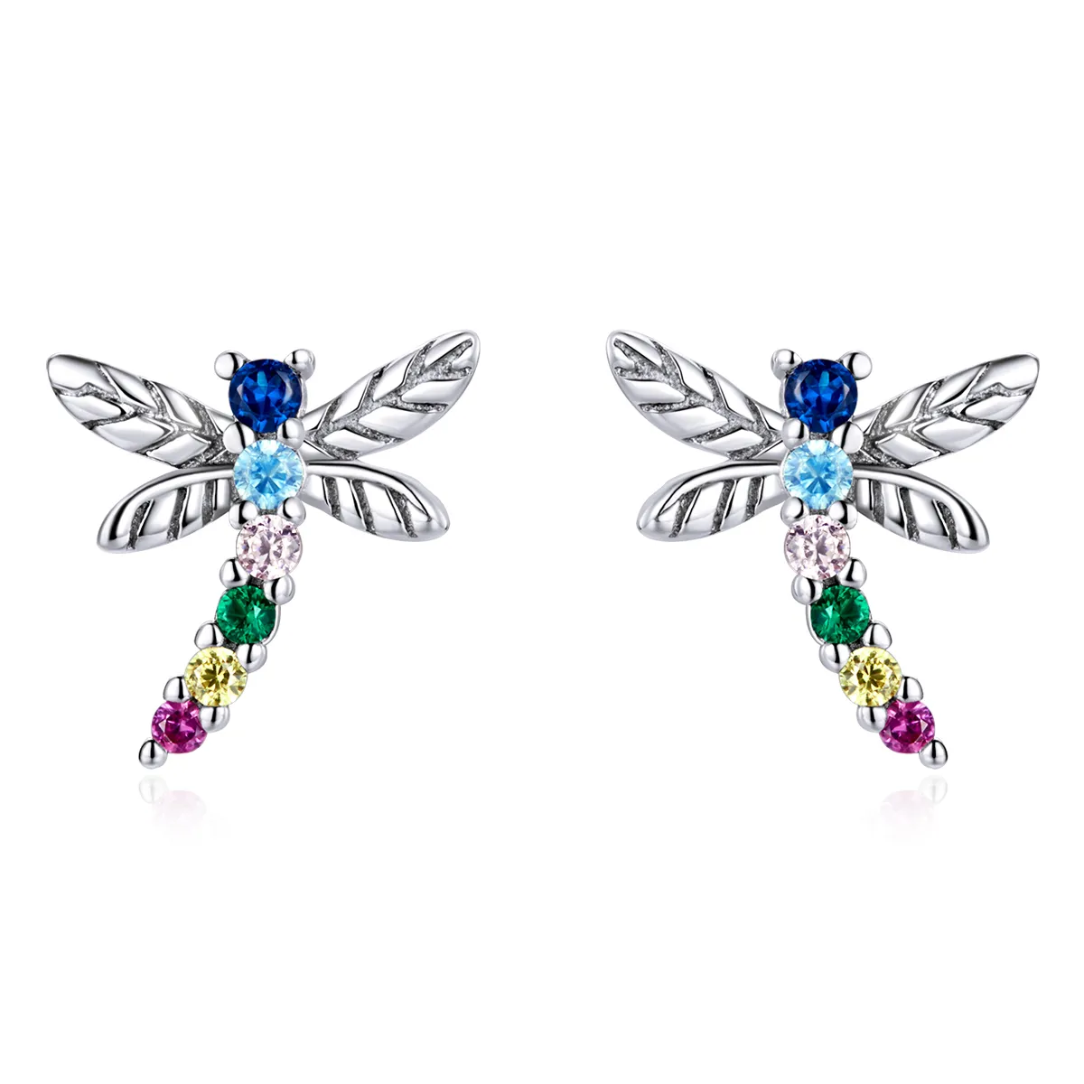 Pandora Style Colorful Dragonfly Stud Earrings - BSE515