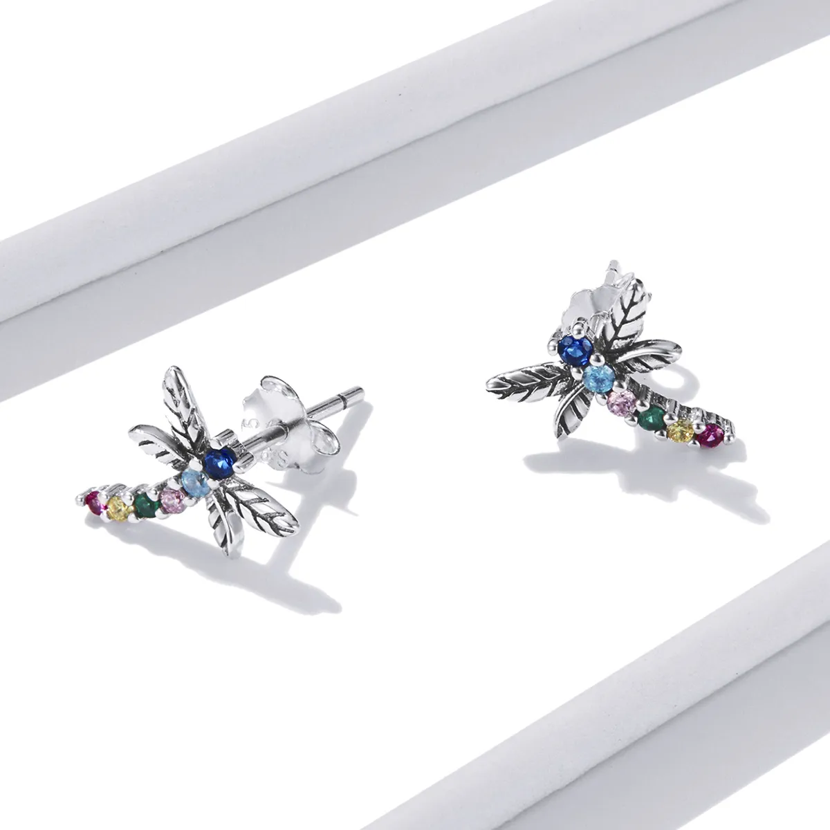 Pandora Style Colorful Dragonfly Stud Earrings - BSE515