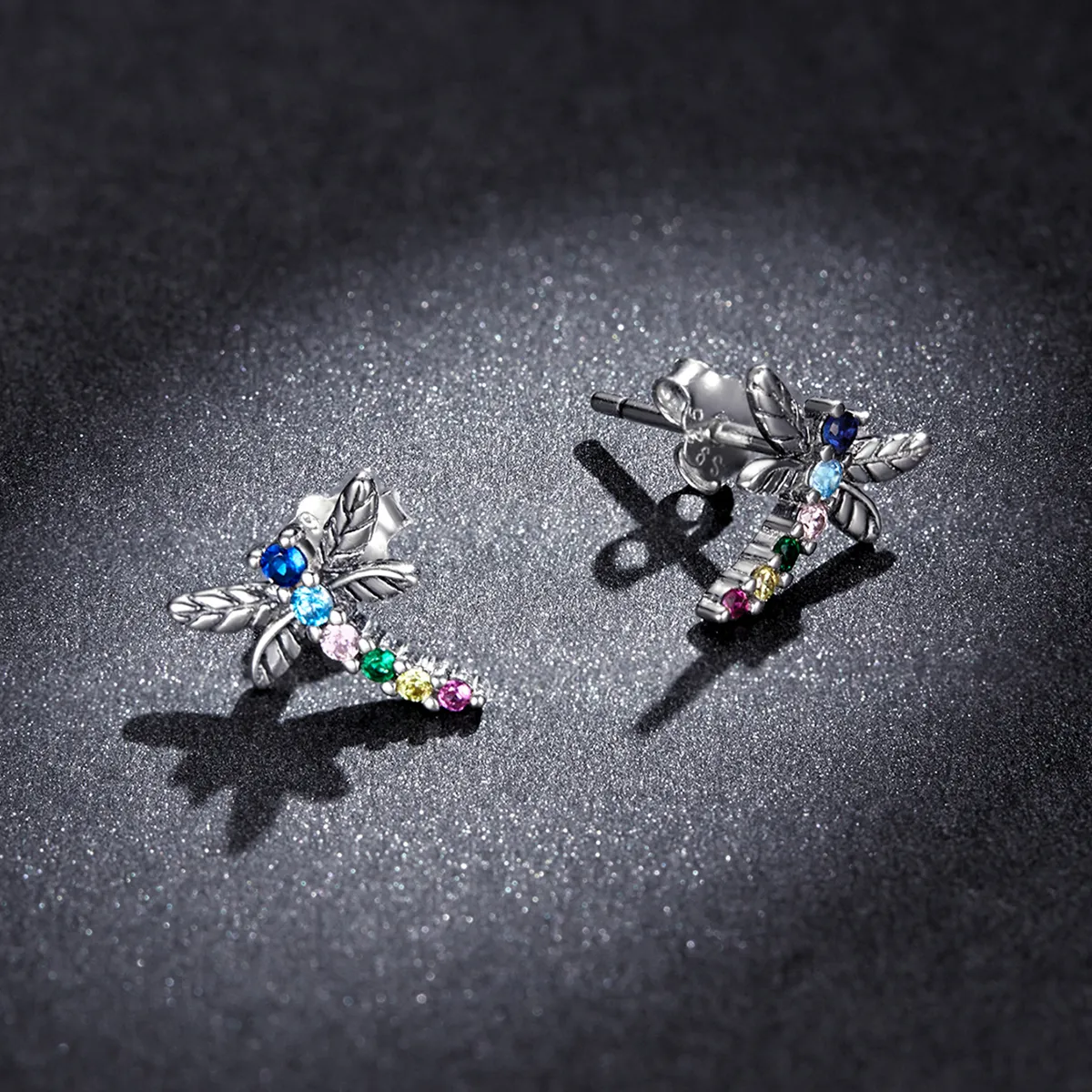 Pandora Style Colorful Dragonfly Stud Earrings - BSE515