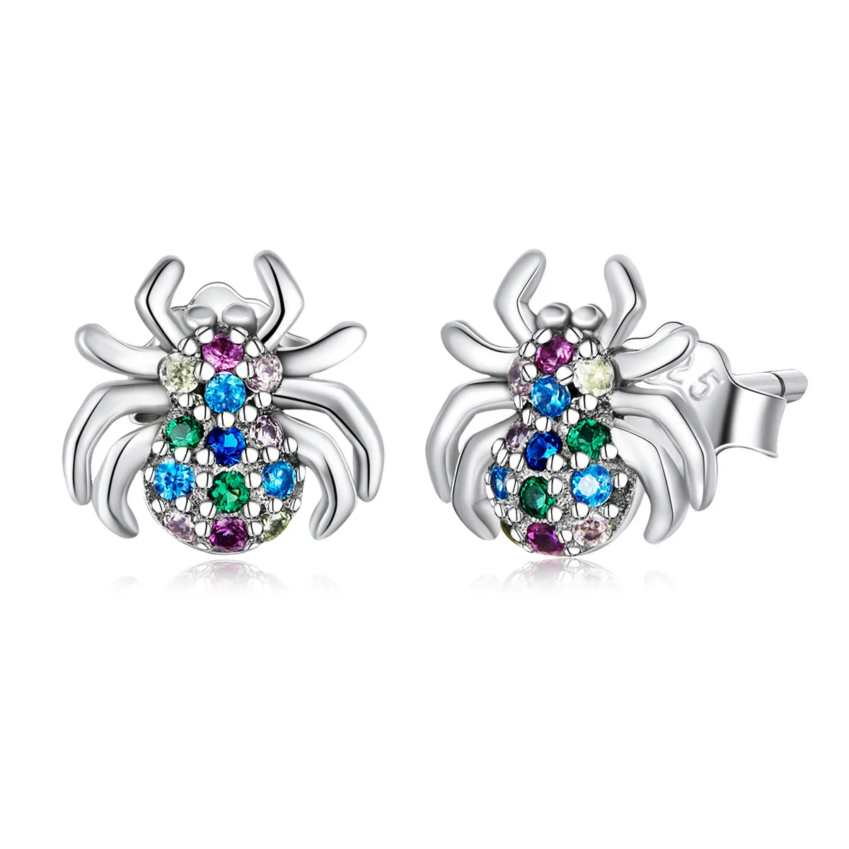 Pandora Style Colorful Spider Stud Earrings - BSE561