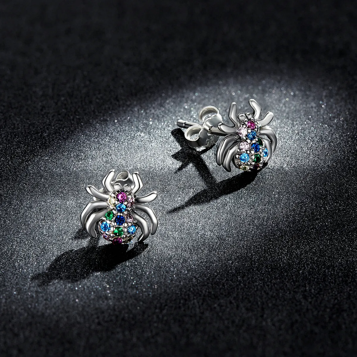 Pandora Style Colorful Spider Stud Earrings - BSE561