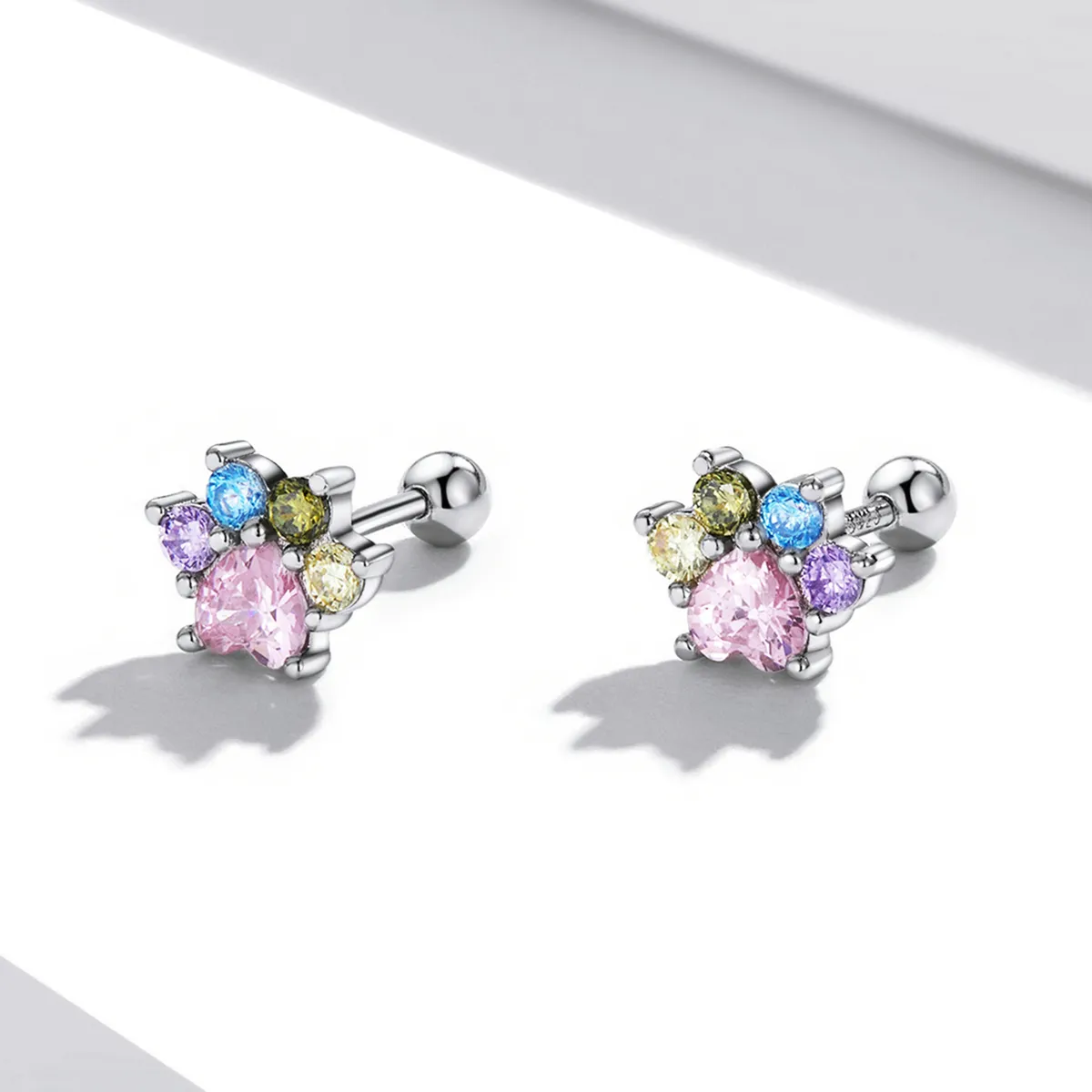 Pandora Style Colorful Zirconium Cute Claws Stud Earrings - SCE1334