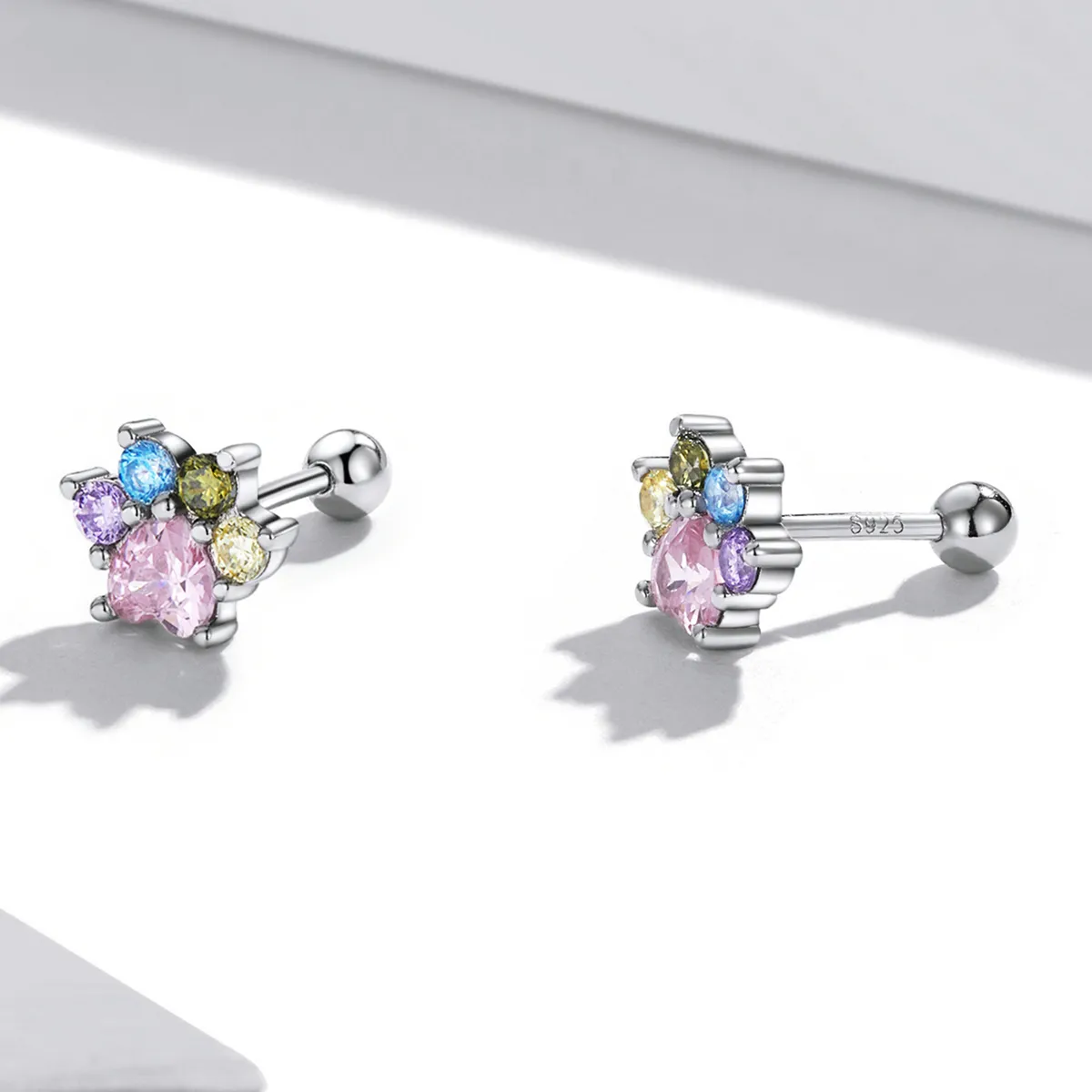 Pandora Style Colorful Zirconium Cute Claws Stud Earrings - SCE1334